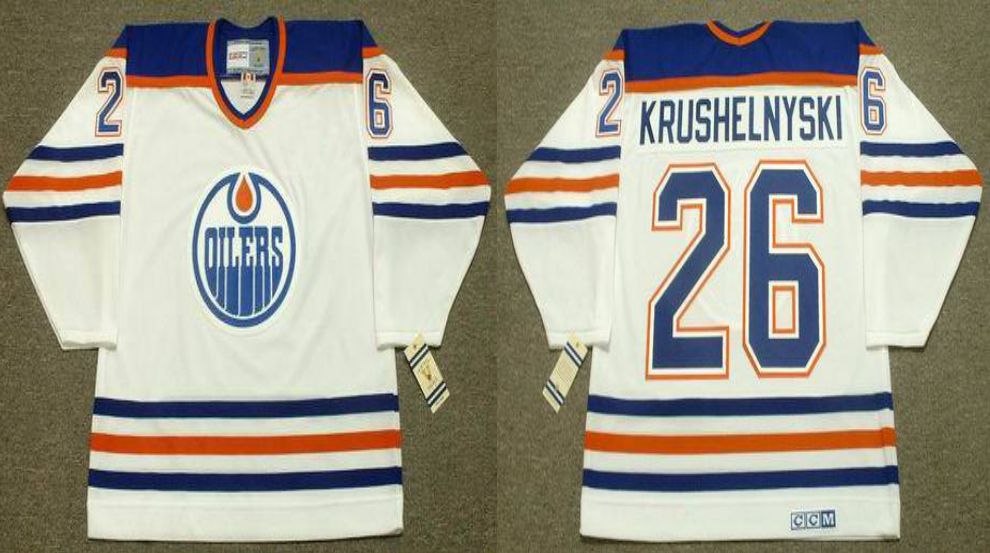2019 Men Edmonton Oilers #26 Krushelnyski White CCM NHL jerseys